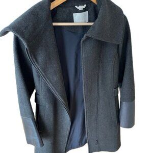 Soia & Kyo Gray Wool Blend Leather Cuff Peacoat Size S